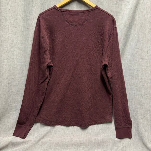 Lucky Brand Henley Long Sleeve Shirt Maroon Cotton Pull Over Men's Size Large - Picture 2 of 12
